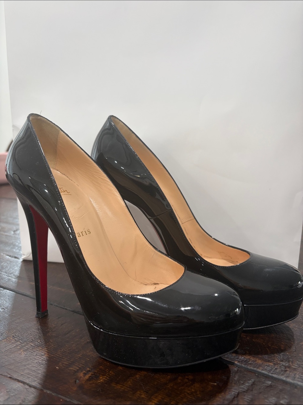 Christian Louboutin Black Patent Bianca Platform Heels